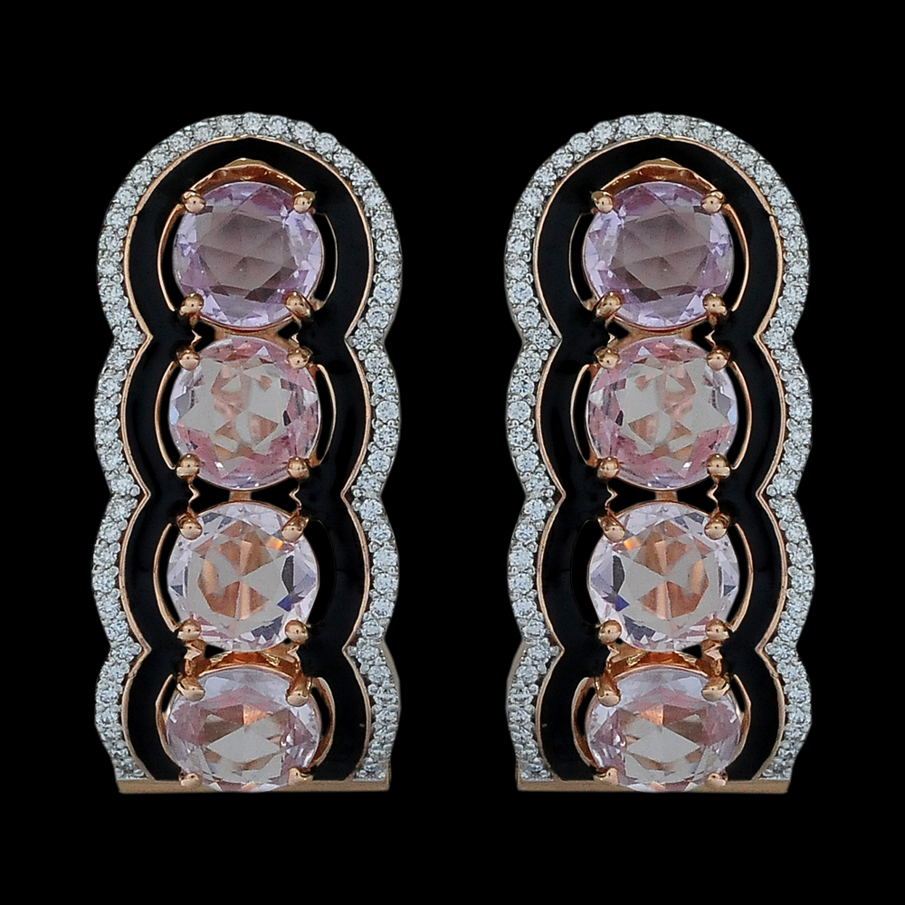 Cocktail Diamond Earrings with Natural Sapphires