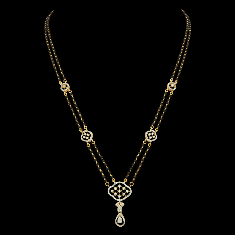 Black Beads and Diamond Necklace
