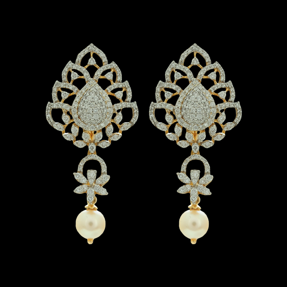 22K Gold Jhumkas (Buttalu) - Gold Dangle Earrings With Pearls - 235-GJH2047  in 10.300 Grams