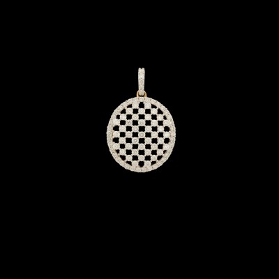 checkered oval diamond pendant