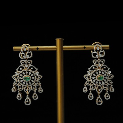 diamond earrings with changeble natural emeralds and rubies