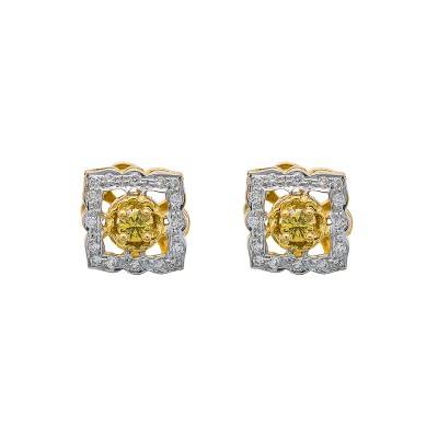 diamond square stud earrings
