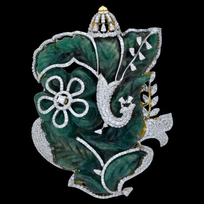 diamond and emerald ganpati pendant 
